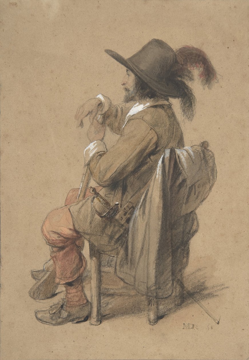 Siedzący kawaler, połowa XIX wieku. autorstwa Jean Baptiste Madou