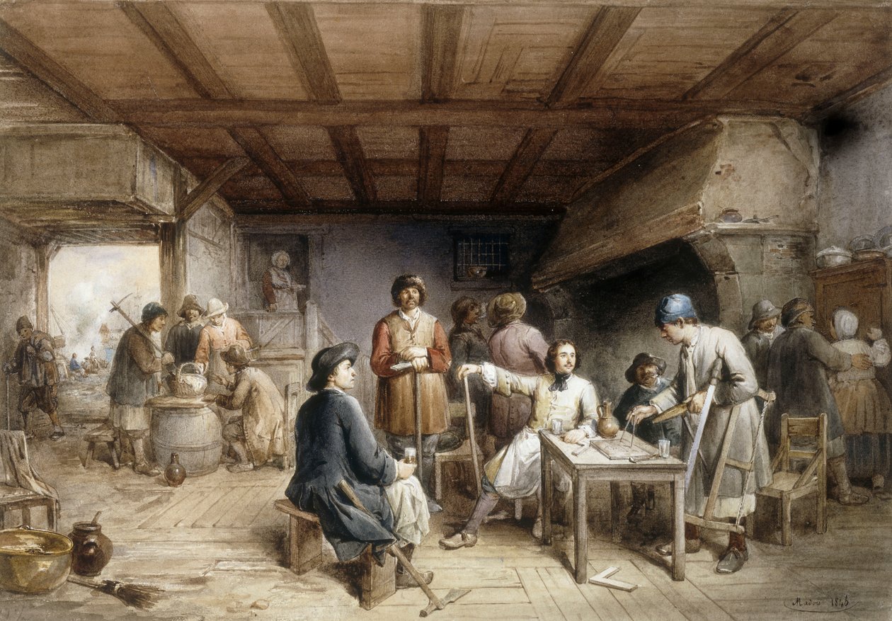 Odpoczywają stoczniowcy, 1846 autorstwa Jean Baptiste Madou
