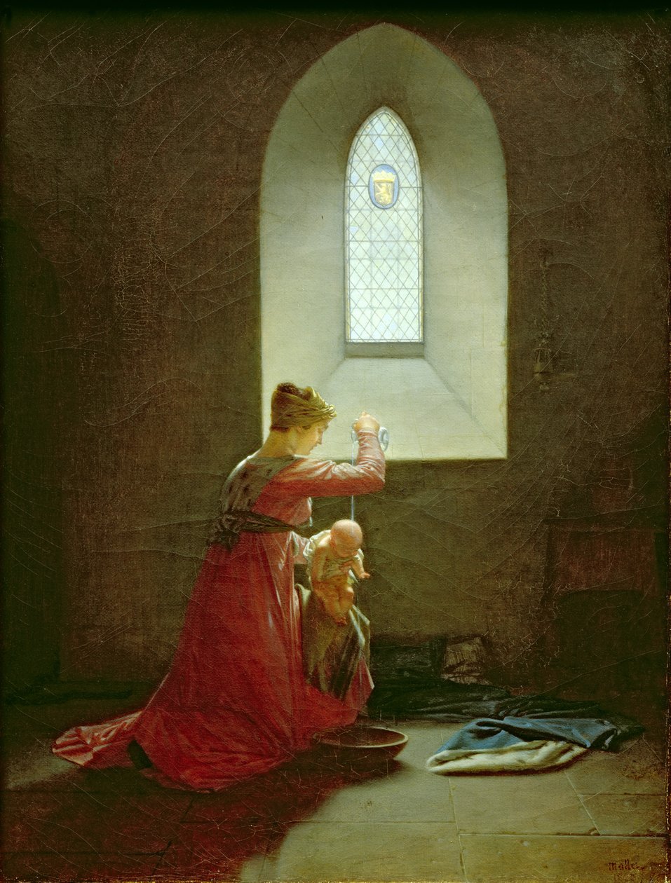 Genevieve z Brabancji chrzci syna w więzieniu autorstwa Jean Baptiste Mallet