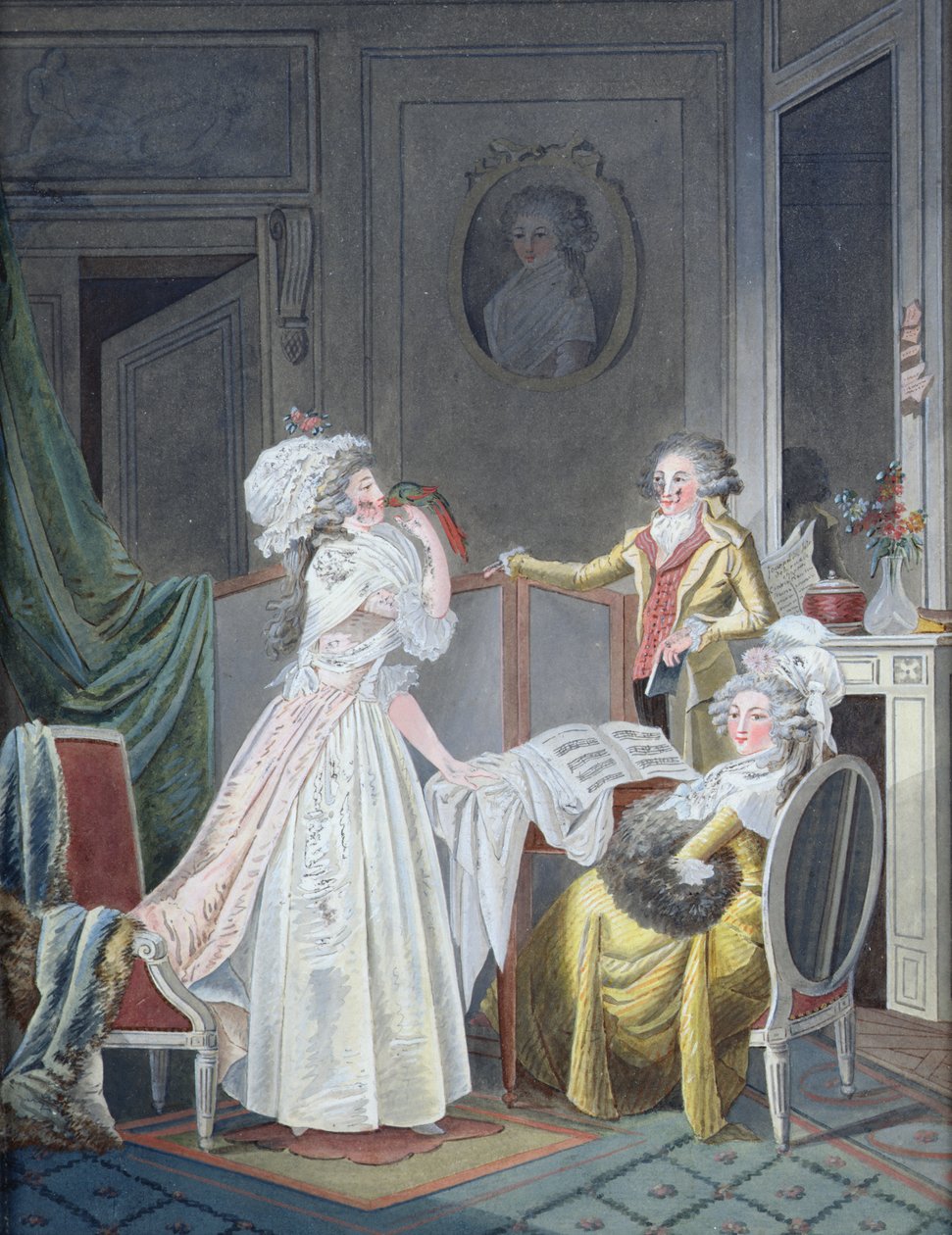 Całowanie papugi autorstwa Jean Baptiste Mallet