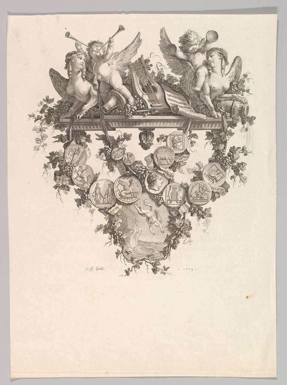 Winieta ze sfinksami i puttami, 1779. autorstwa Jean Baptiste Marie Huet