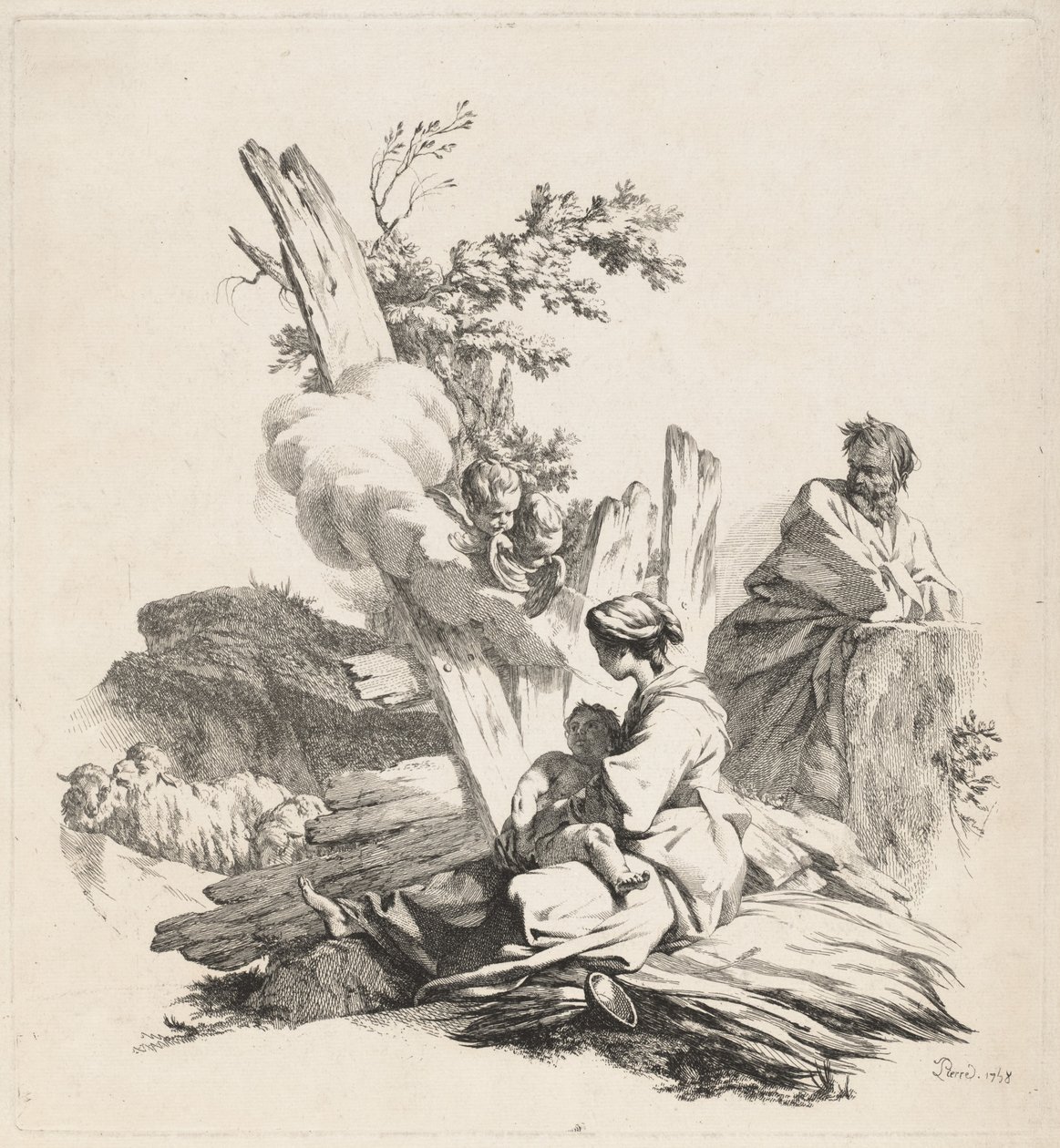Odpocznij w locie do Egiptu autorstwa Jean Baptiste Marie Pierre