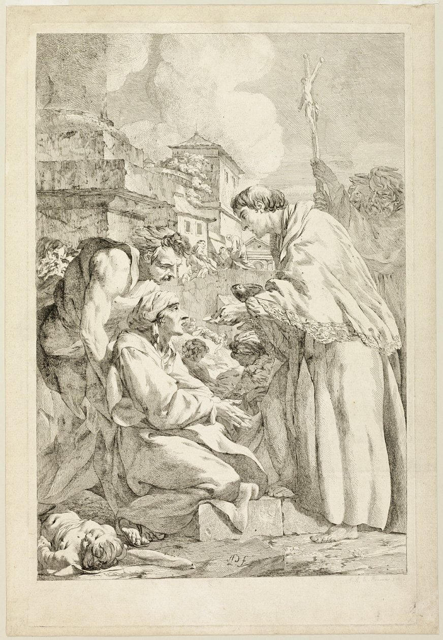 Św. Karol Boromeusz Błogosławiący Zarazę autorstwa Jean Baptiste Marie Pierre
