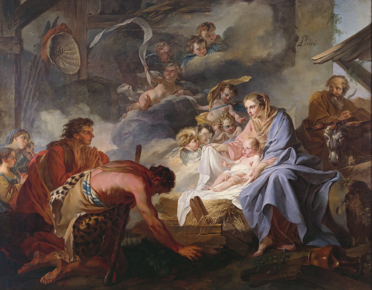 Adoracja pasterzy, 1745 autorstwa Jean Baptiste Marie Pierre