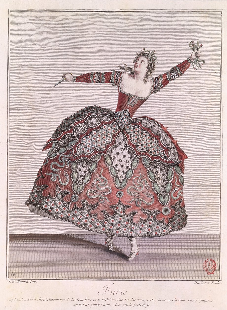 Žano Filipo Rameau (1683–1764) „Hippolyte ir Aricie“ kostiumo dizainas, kurį išgraviravo Rene Gaillard (apie 1710–1790) poli autorstwa Jean Baptiste Martin