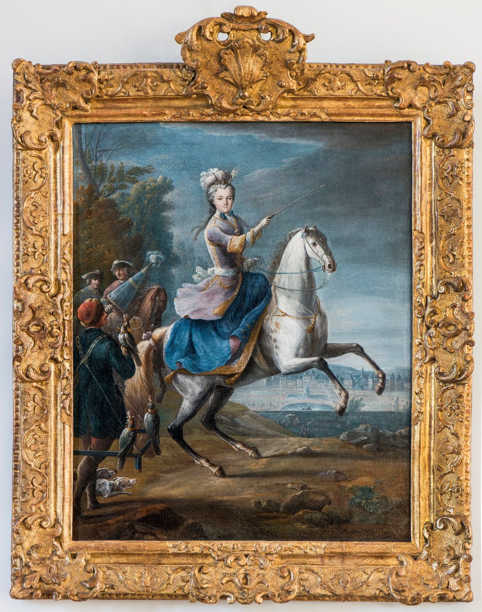 Portret konny Marii Leszczyńskiej, żony Ludwika XV, autorstwa Martina Jeana Baptiste (Martin Des Battailles) (1659 - 1735). (Foucon poluje najpierw na zamek Fontainebleau) - Musee de Sceaux. (leczińska, łęczyńska, leszczyńska, leszczyńska, leszczyńska, L autorstwa Jean Baptiste Martin