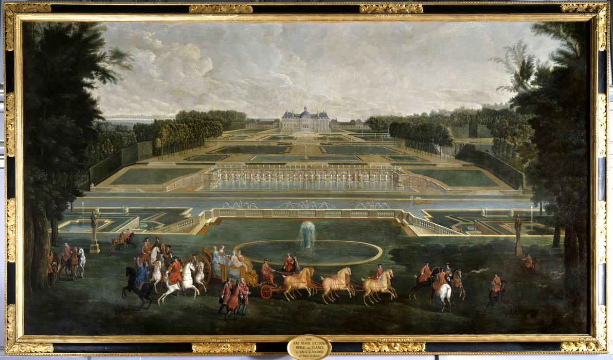 Maria Lescszinska, królowa Francji (1703-1768) (Leczinska, Lescszinka, Leszinka) w ogrodach zamku Vaux Le Vicomte (Vaux-Le-Vicomte) Obraz Jeana Baptiste Martina (1659-1735) 1728 Chateau De Vaux Le Widziałeś to. - Maria Lescszinska, Królowa F autorstwa Jean Baptiste Martin