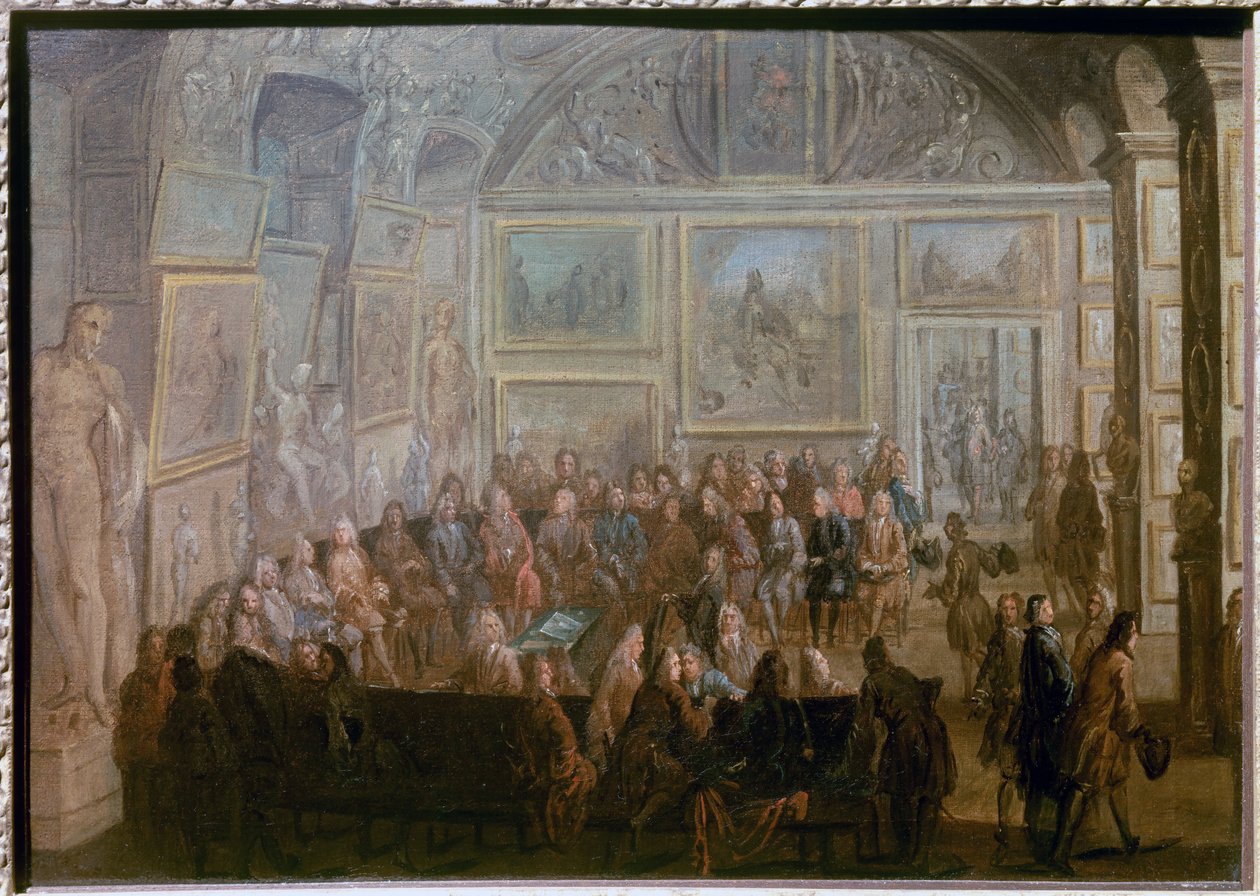 Spotkanie Akademii Malarstwa i Rzeźby w Salon de Diane w Luwrze Malarstwo Jean-Baptiste Martin le Vieux (1659-1735) autorstwa Jean Baptiste Martin