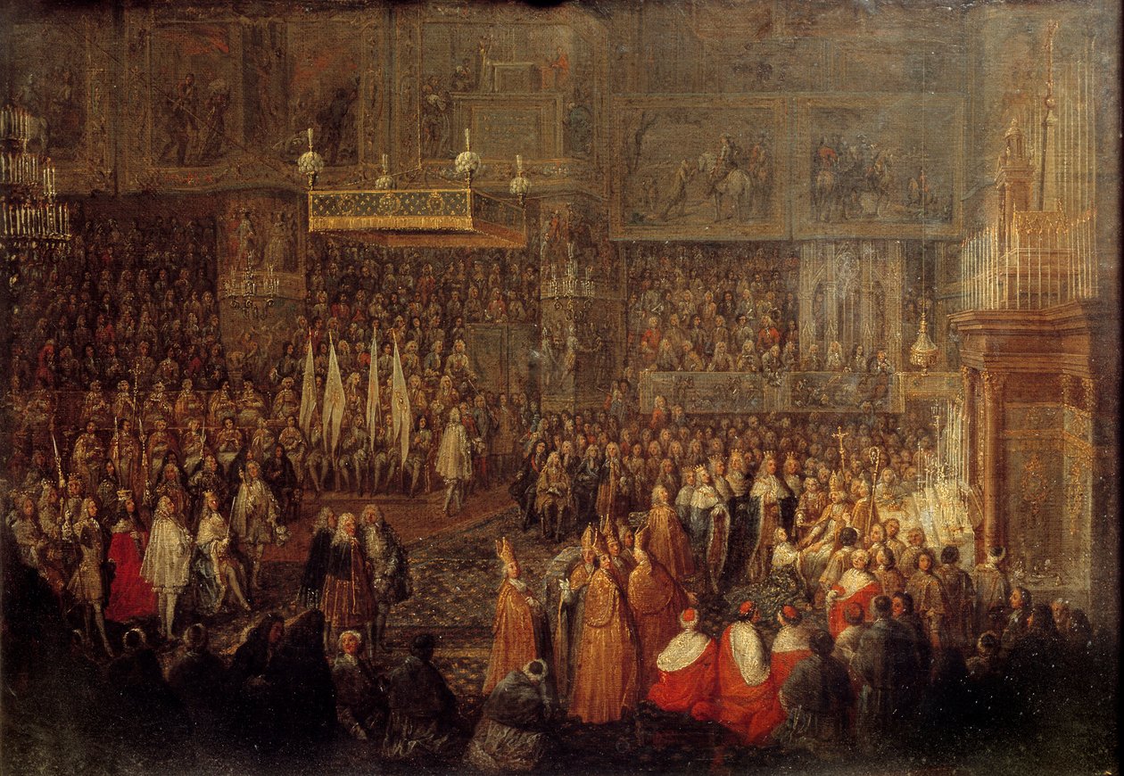 Sacre of Louis XV (1710-1774) w katedrze w Reims 25.10.1722 Obraz Jeana Baptiste Martina (1659-1735) 1735 nd. 0,32x0,42 m² autorstwa Jean Baptiste Martin