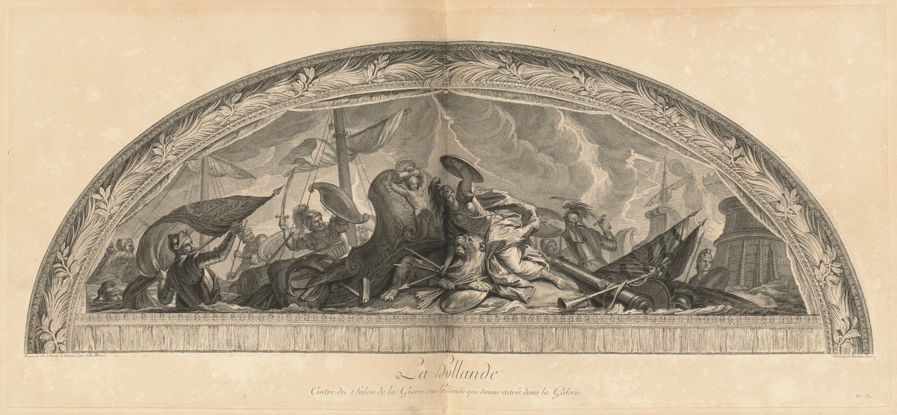 Holandia, Centrum Salonu Wojny w Arkadach otwierających się na galerię (Holandia, Centrum Salonu Wojny w Arkadach otwierających się na galerię) [pl. 39] autorstwa Jean Baptiste Masse