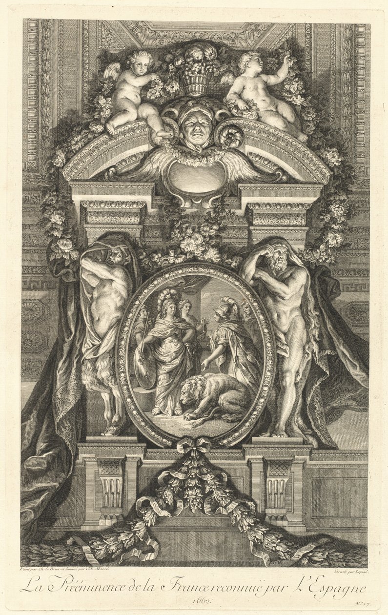Uznanie prymatu Francji przez Hiszpanię 1662 [pl. 17] autorstwa Jean Baptiste Masse