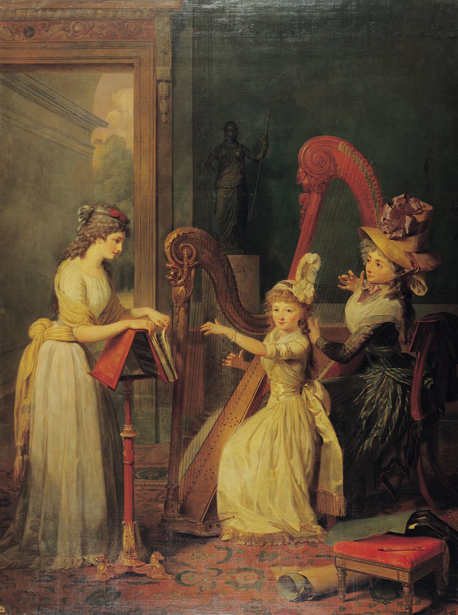 Lekcja gry na harfie udzielona przez Madame de Genlis Mademoiselle d