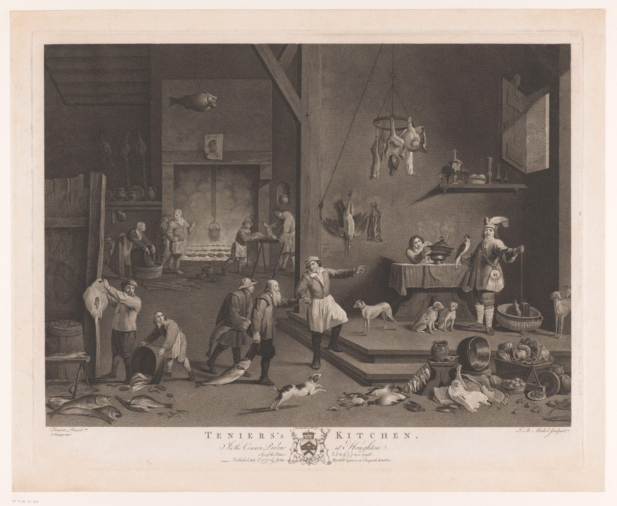 Scena kuchenna z kominkiem Kuchnia Teniersa (tytuł na obiekcie) Obrazy z Galerii Houghton (tytuł serii) Galeria Houghton (tytuł serii) autorstwa Jean Baptiste Michel