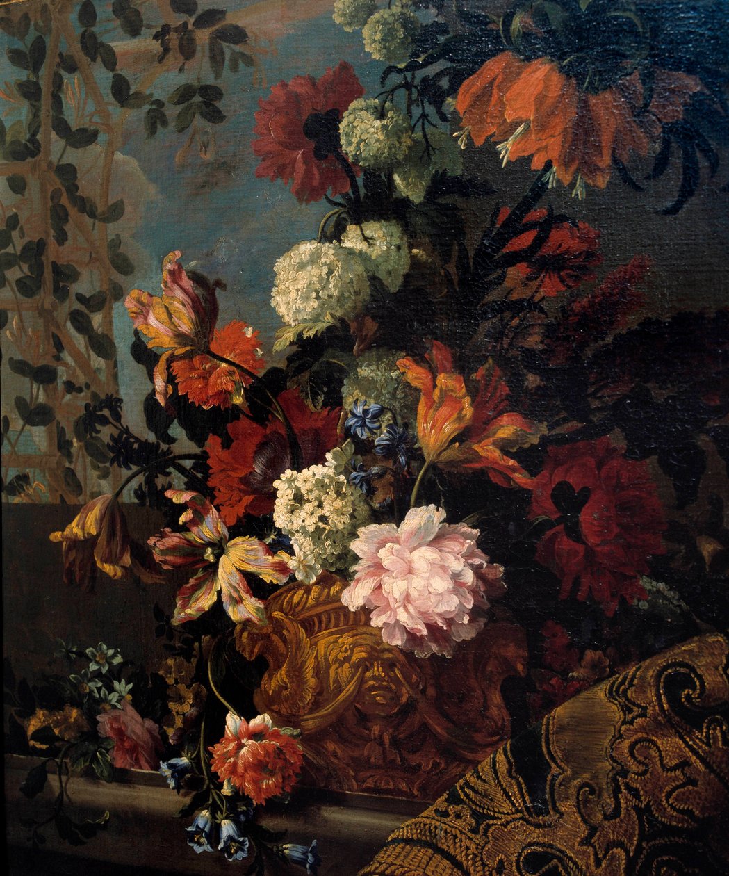 Martwa natura z kwiatów Malarstwo Jeana Baptiste (Jean-Baptiste) Monnoyer (1634-1699) XVII-wieczne słońce. 1,13x1 m Marsylia, Musee des Beaux Arts autorstwa Jean Baptiste Monnoyer