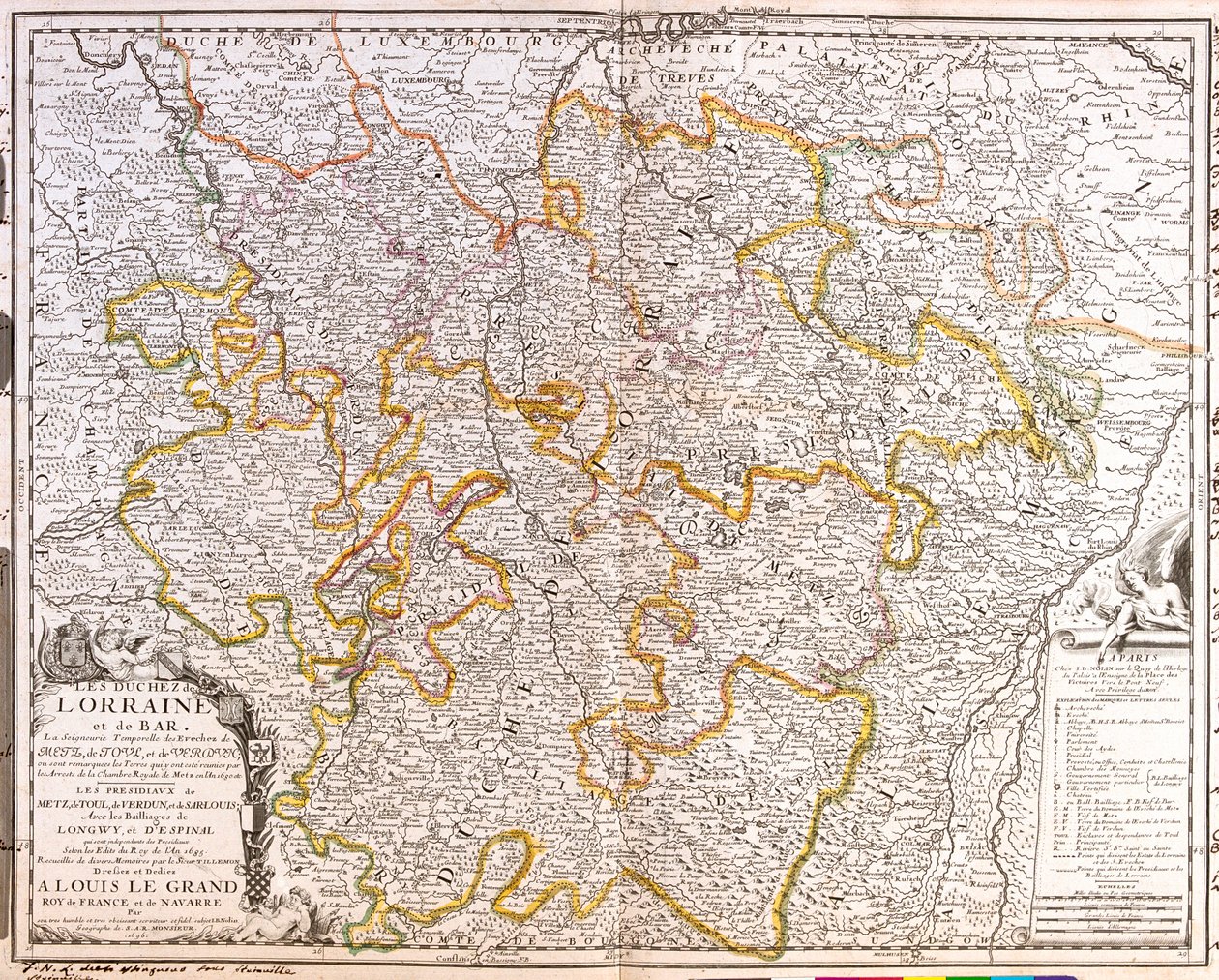 Francja (region: Szampania-Ardeny, Lotaryngia, Alzacja, Franche-Comté), Niemcy (kraj związkowy: Nadrenia-Palatynat, Saara) autorstwa Jean Baptiste Nolin