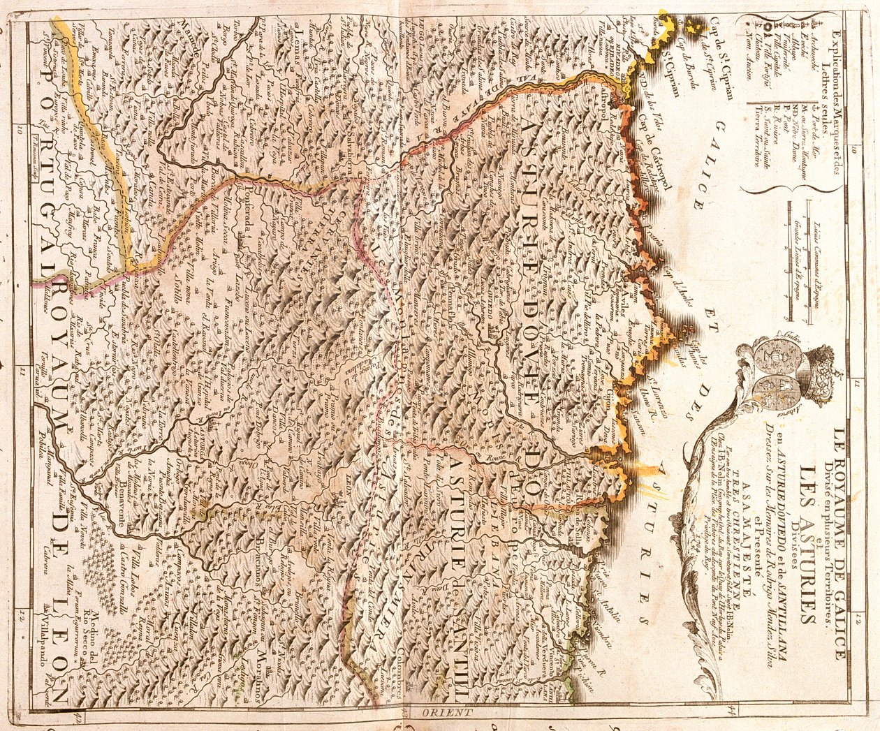 Galicja, Księstwo Asturii, Kantabria, Kastylia i León, , Hiszpania autorstwa Jean Baptiste Nolin