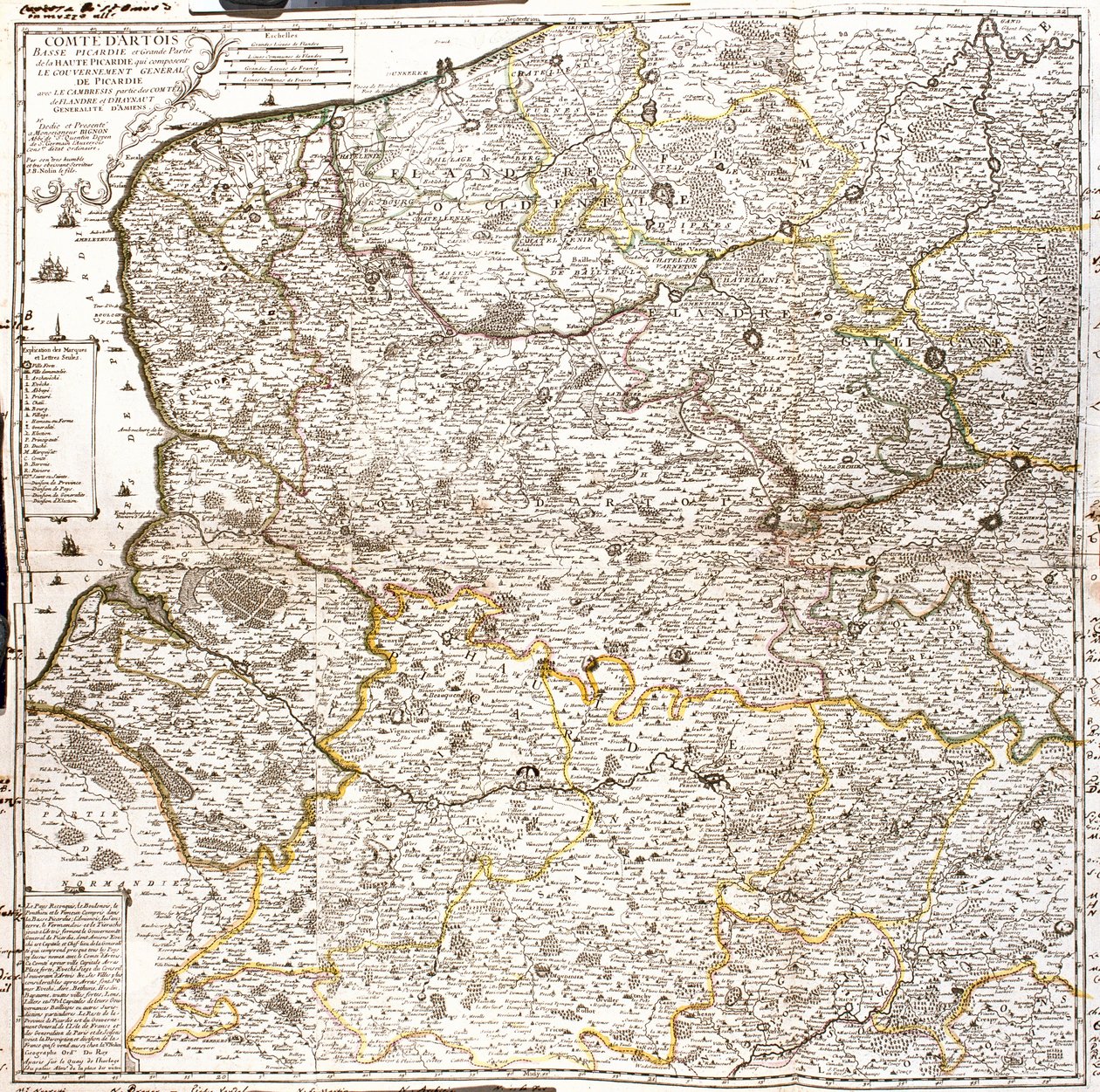 Mapa Artois (Francja) i Flandrii (Belgia, Holandia) (Grawerowanie autorstwa Jean Baptiste Nolin