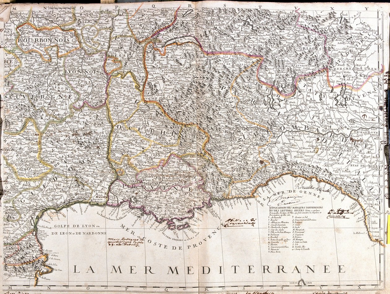 Mapa Dauphine i Prowansji (Francja) (Grawerowanie autorstwa Jean Baptiste Nolin