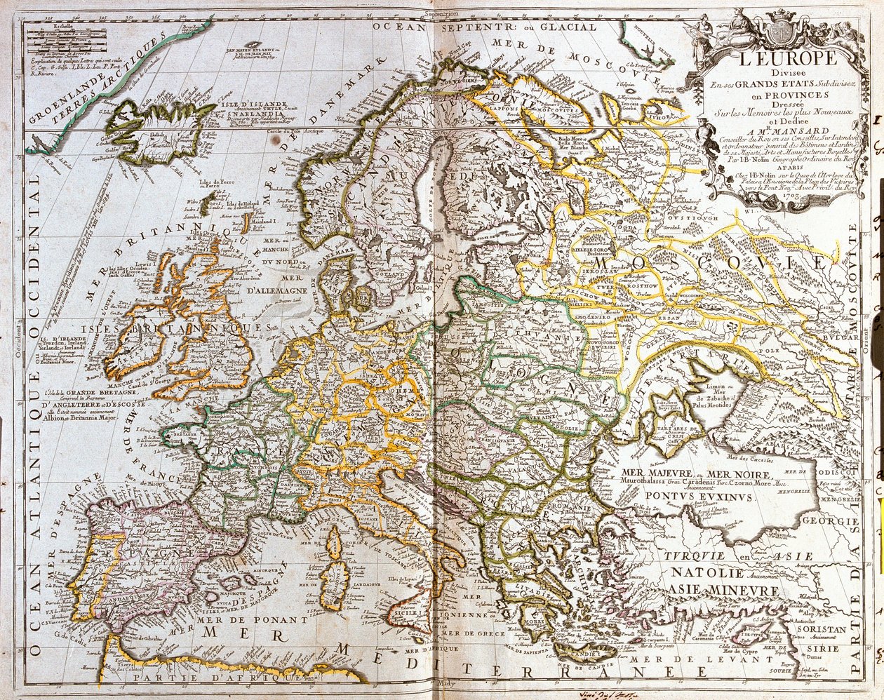 Mapa Europy autorstwa Jean Baptiste Nolin