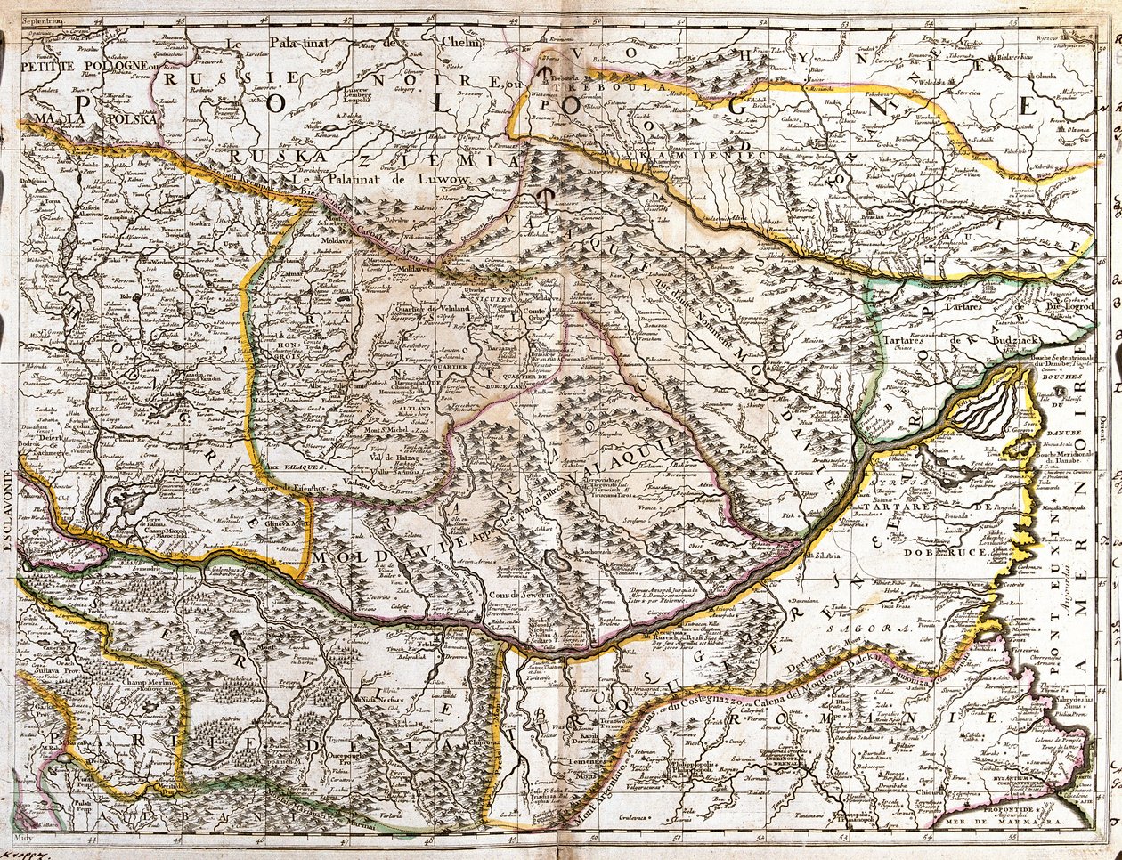 Mapa Wołoszczyzny Morawskiej (Czechy) (Grawerowanie autorstwa Jean Baptiste Nolin