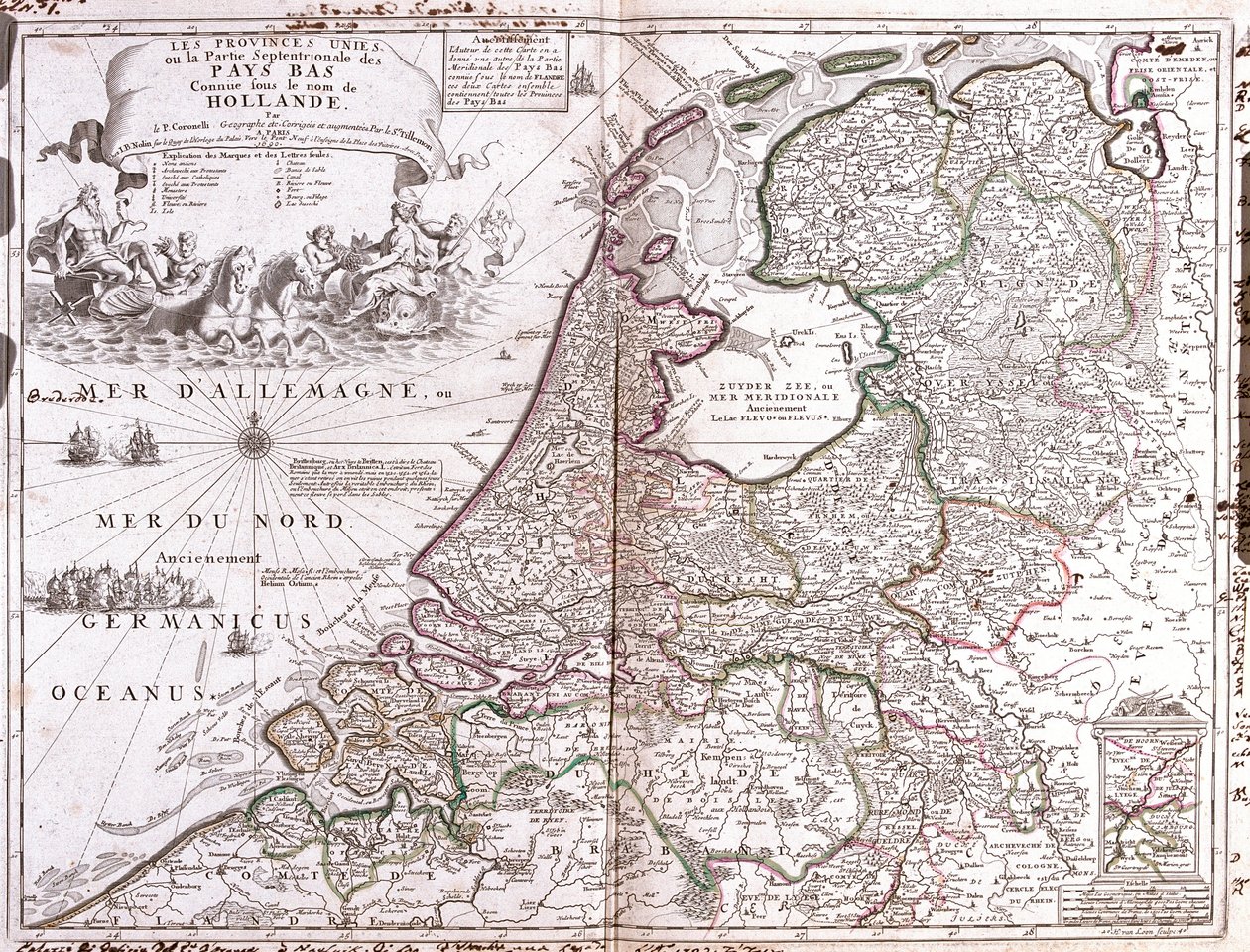 Mapa Holandii (Grawerowanie autorstwa Jean Baptiste Nolin