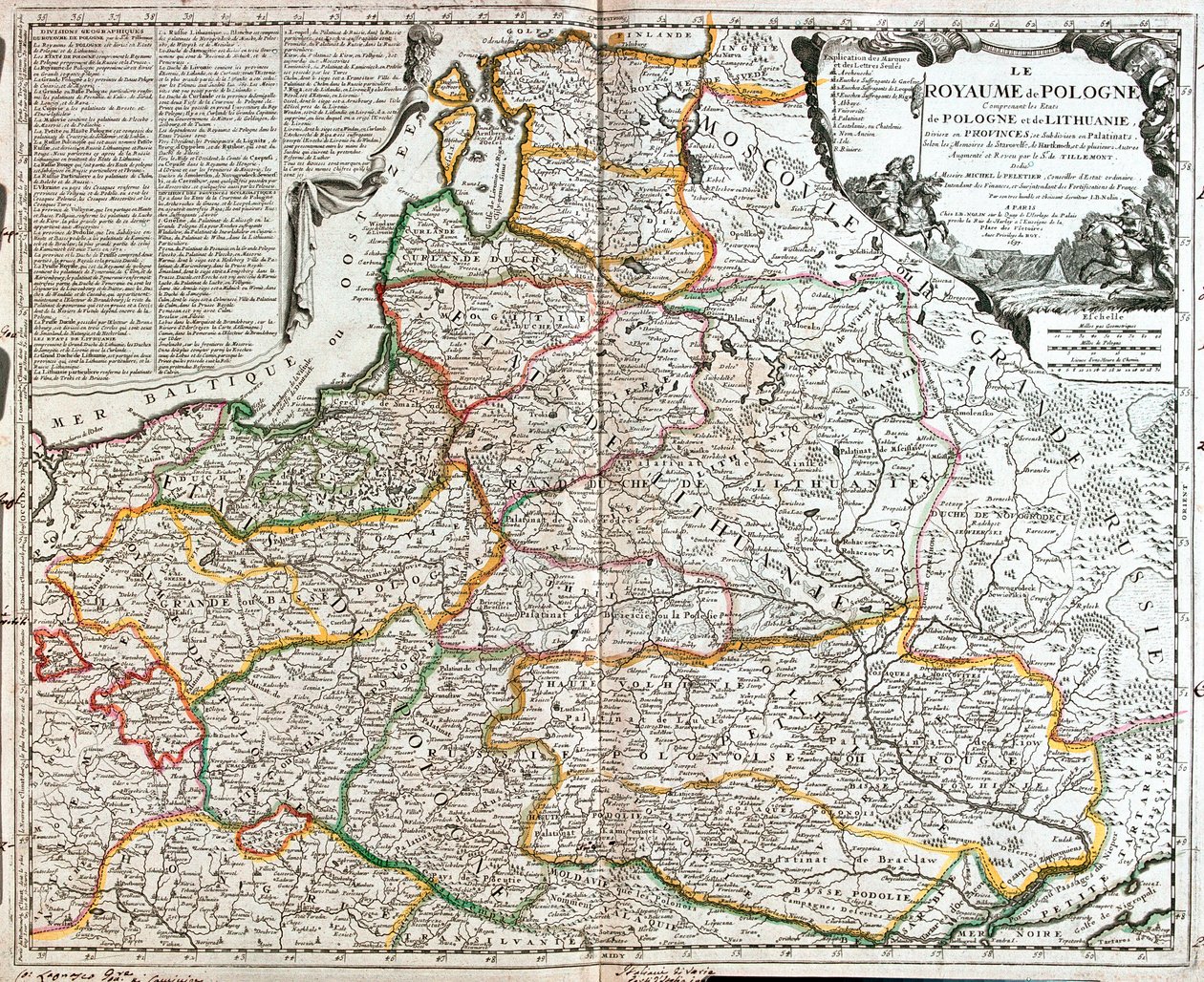 Mapa Polski i Litwy (Grawerowanie autorstwa Jean Baptiste Nolin