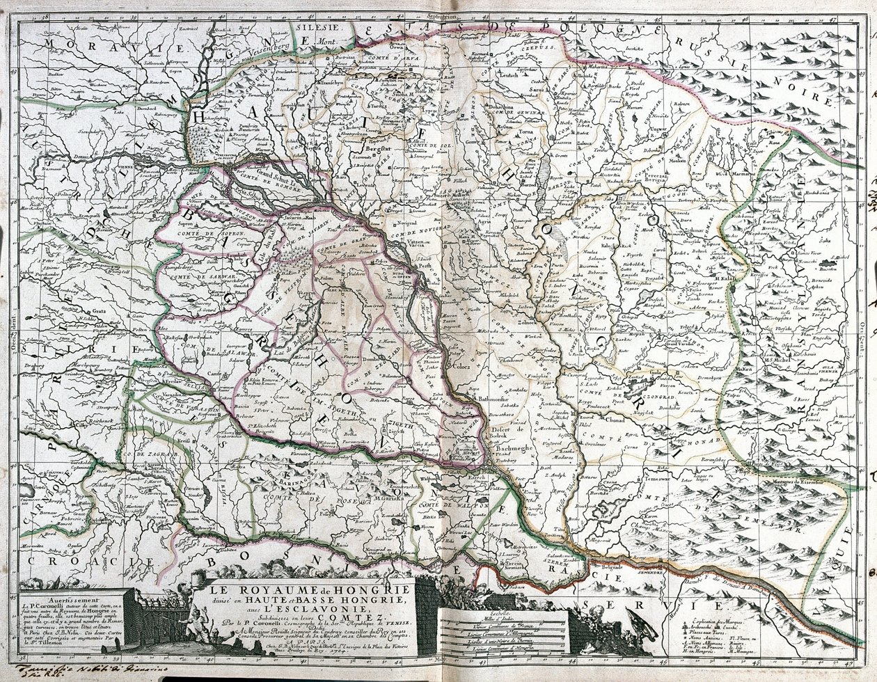 Mapa Królestwa Węgier (Grawerowanie autorstwa Jean Baptiste Nolin