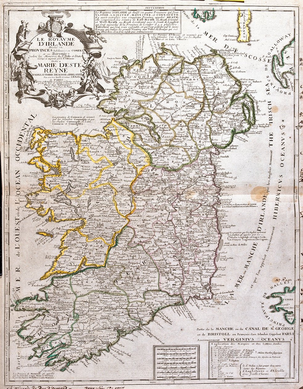 Mapa Królestwa Irlandii, oddana Marie d