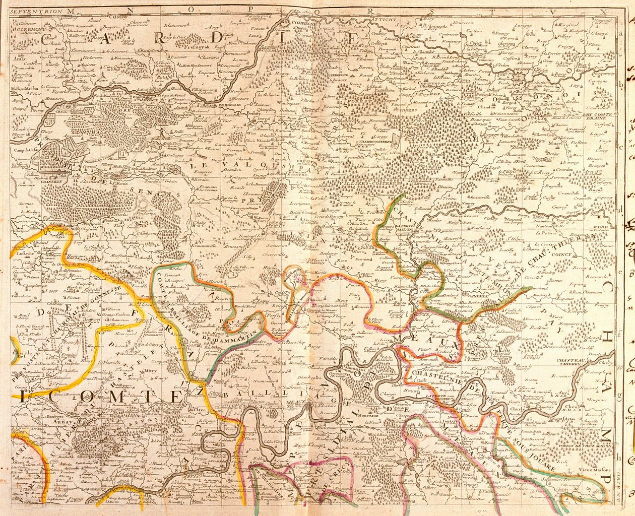 Mapa północno-wschodniej części wyspy Ile de France autorstwa Jean Baptiste Nolin