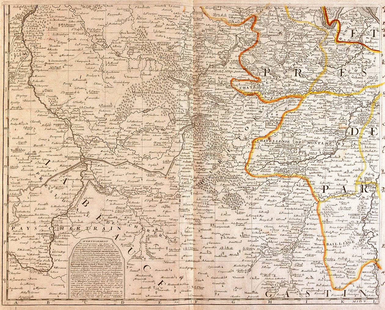 Mapa południowo-zachodniej części Ile de France autorstwa Jean Baptiste Nolin
