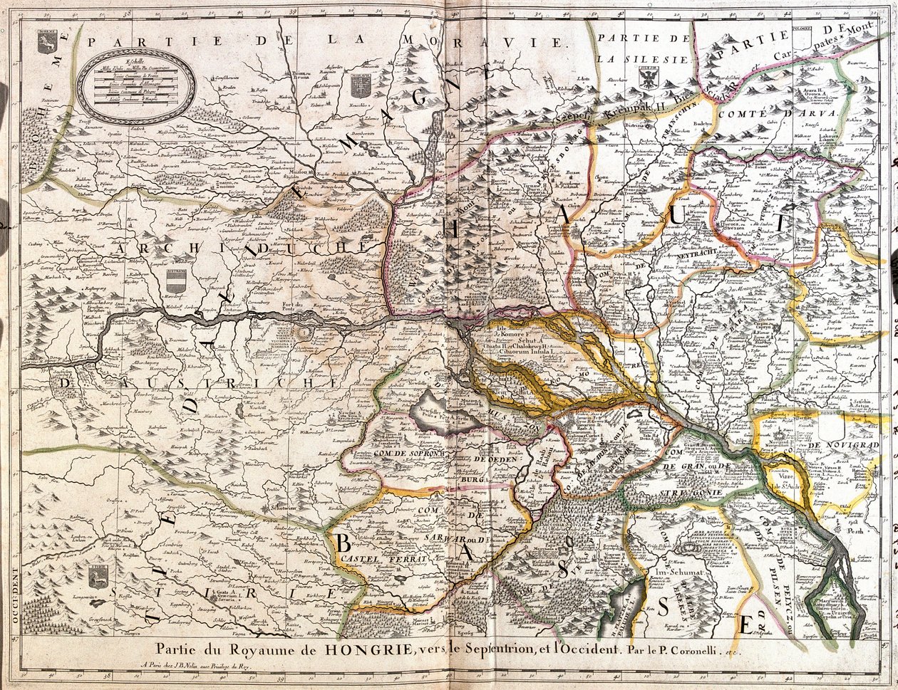 Mapa północno-zachodniej części Królestwa Węgier (Grawerowanie autorstwa Jean Baptiste Nolin