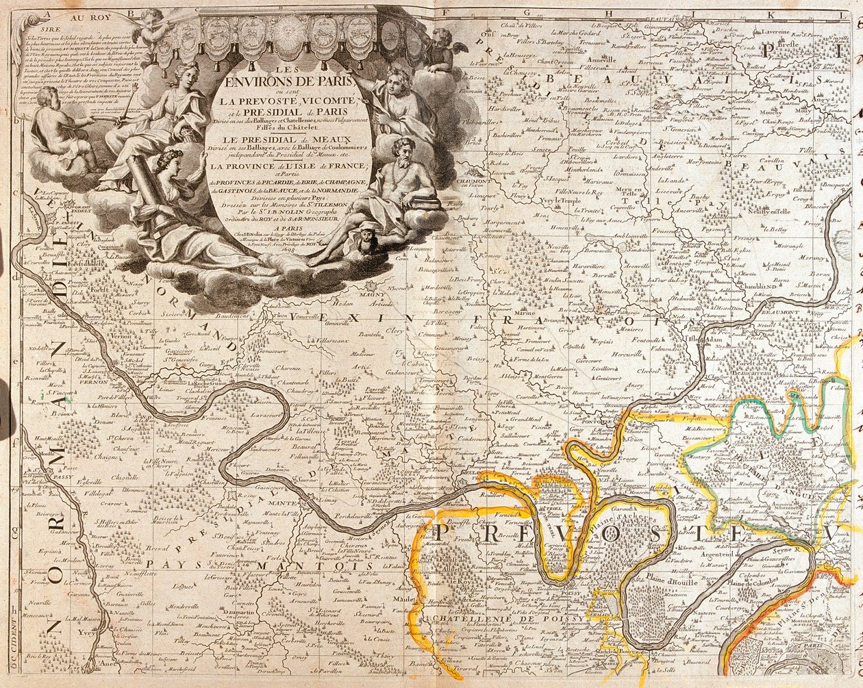 Mapa północno-zachodniej części Ile de France autorstwa Jean Baptiste Nolin