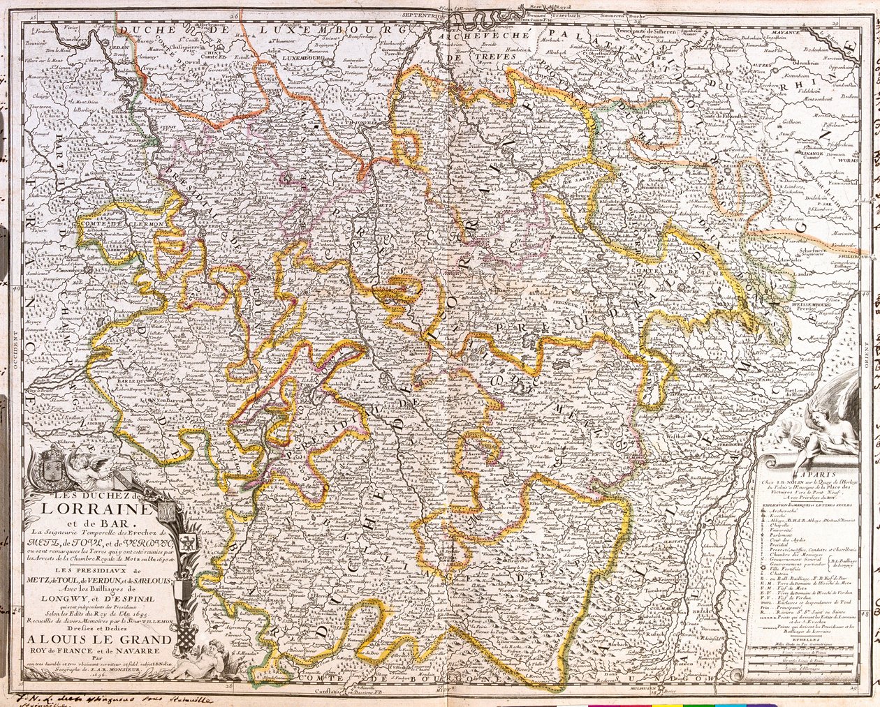 Mapa prowincji Lotaryngia (Francja) (Grawerowanie autorstwa Jean Baptiste Nolin
