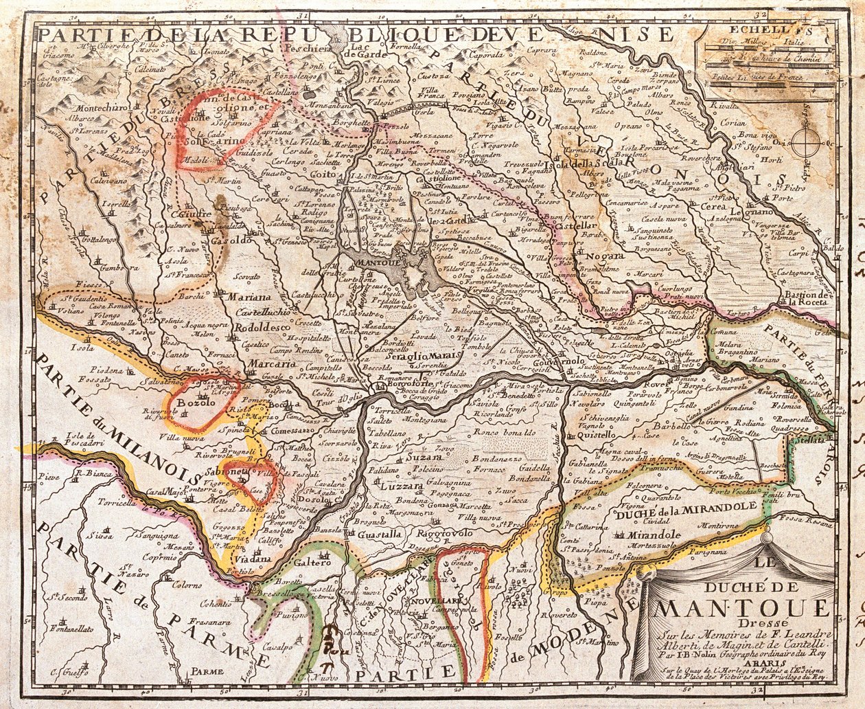 Mapa prowincji Mantua (Włochy) (Grawerowanie autorstwa Jean Baptiste Nolin