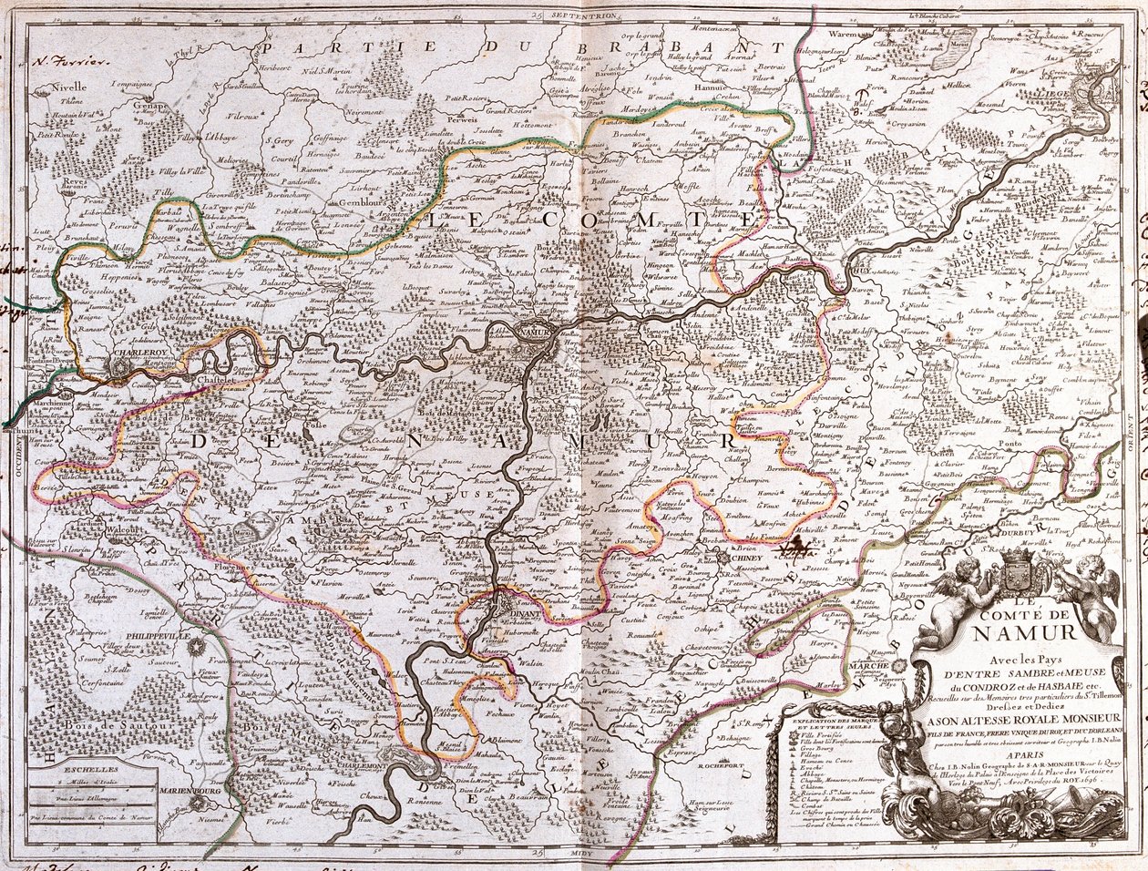 Mapa prowincji Namur (Belgia) (Grawerowanie autorstwa Jean Baptiste Nolin
