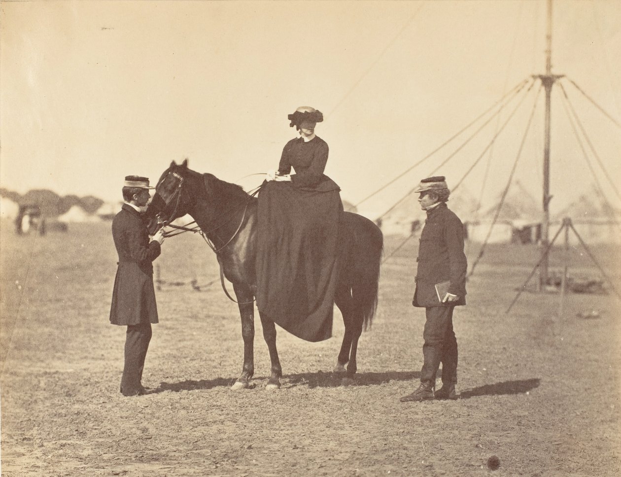 [Lady Canning o swoim Czarnym Arabie i Lordzie Clyde, Naczelnym Dowódcy], 1858-61. autorstwa Jean Baptiste Oscar Mallitte