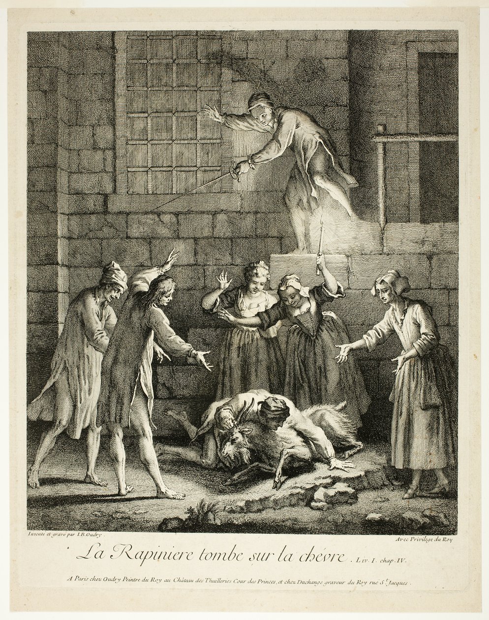 Historie komiksowe: Plądrujący spada na kozę autorstwa Jean Baptiste Oudry
