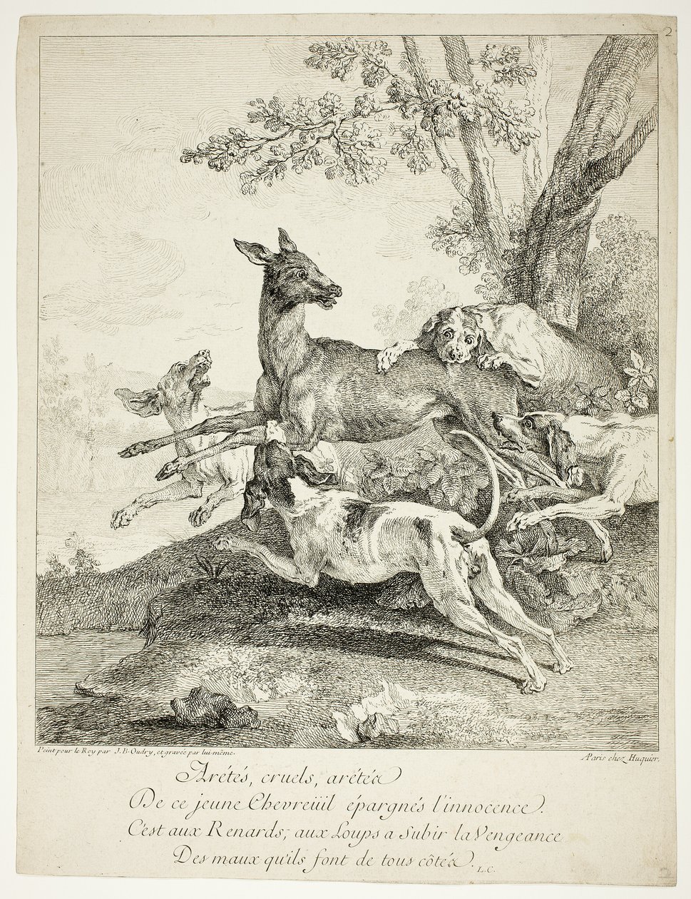 Jeleń zaatakowany przez psa autorstwa Jean Baptiste Oudry