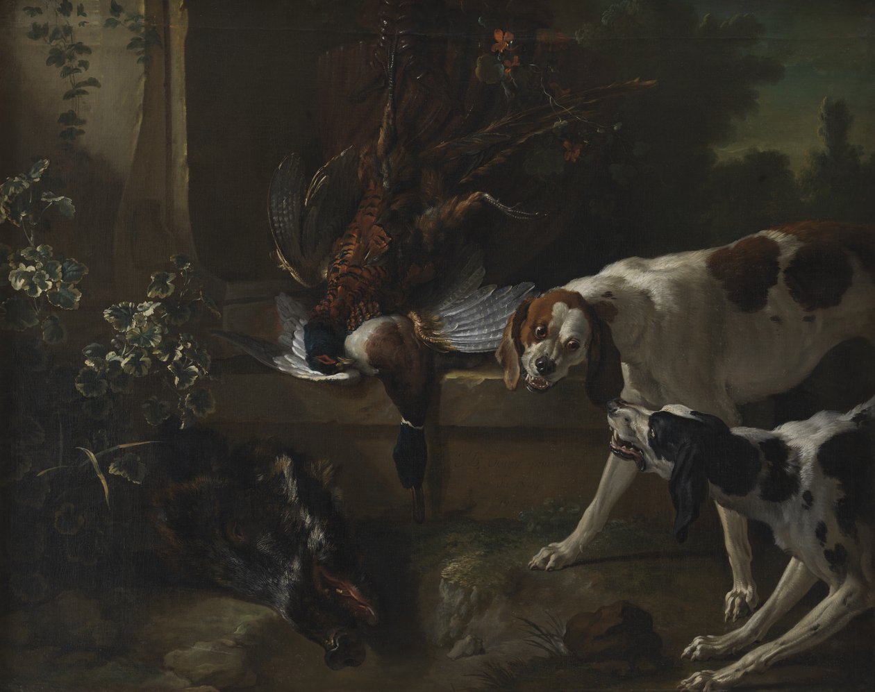 Ogary z dzikim ptactwem i zwierzyną łowną autorstwa Jean Baptiste Oudry