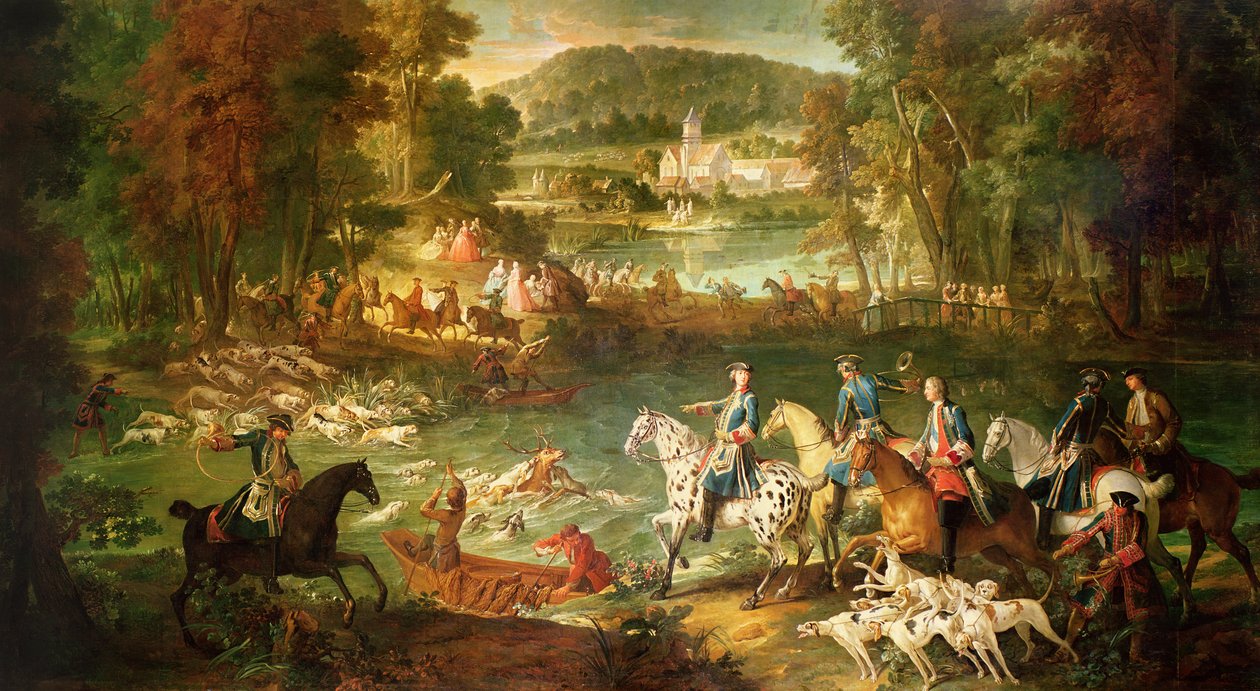 Polowanie nad stawem Saint-Jean w Lesie Compiegne, przed 1734 r. autorstwa Jean Baptiste Oudry