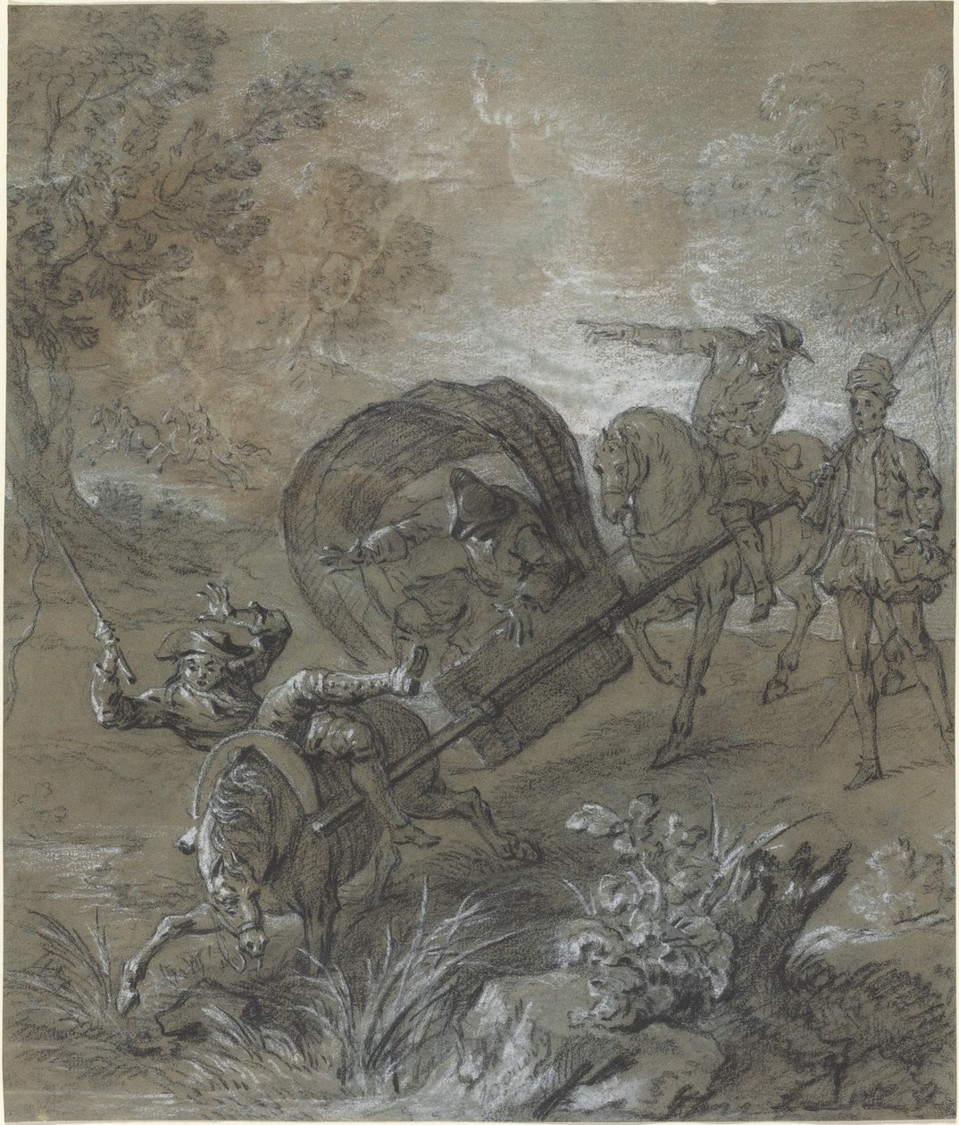 La Rancune na noszach, zastrzelony w bagnie autorstwa Jean Baptiste Oudry