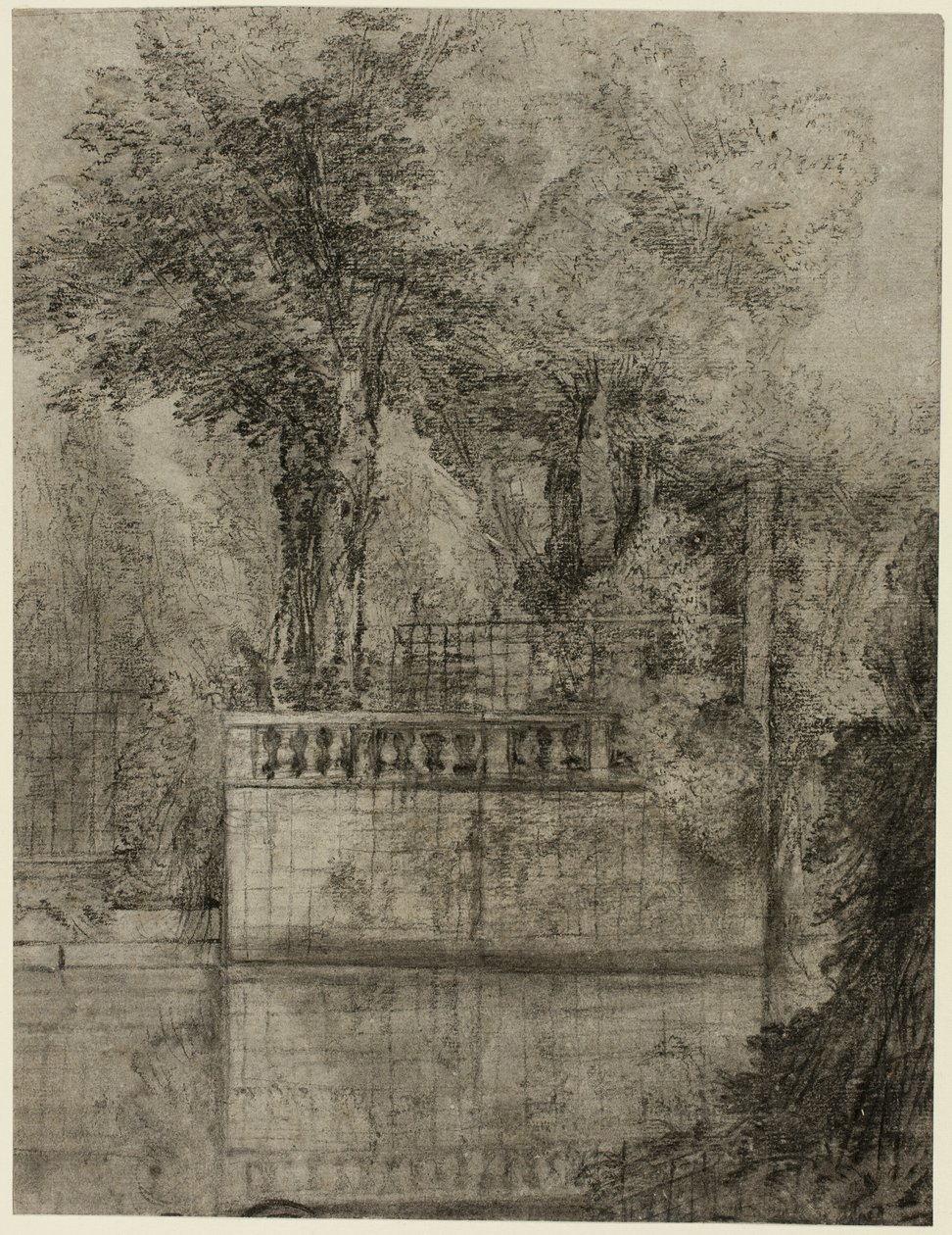 Praca kratownicowa i basen refleksyjny w Arcueil autorstwa Jean Baptiste Oudry