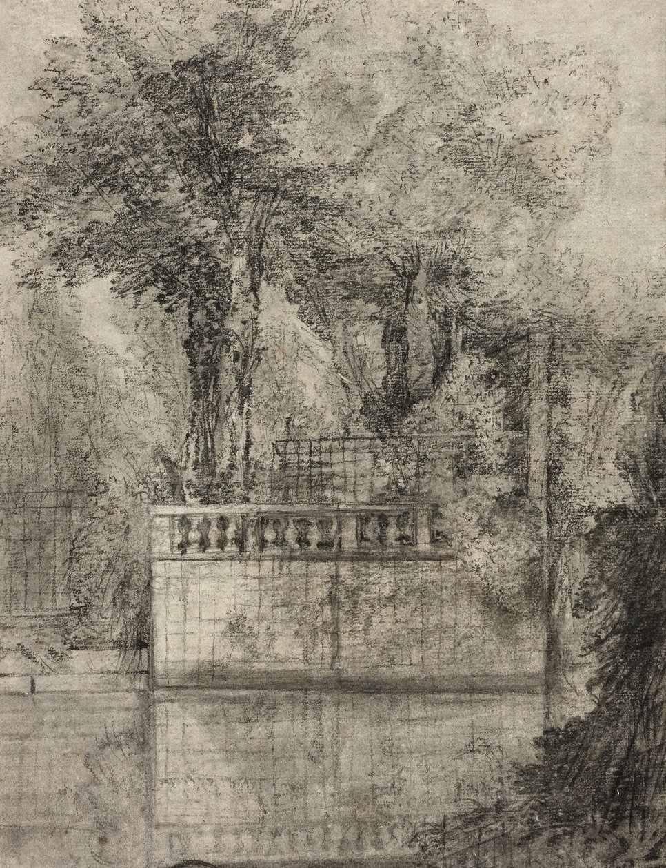 Praca kratownicowa i basen refleksyjny w Arcueil, 1744-47 autorstwa Jean Baptiste Oudry