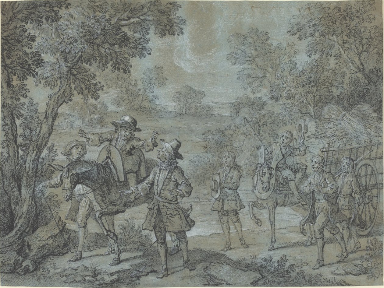 Ragotin deklamuje wersety; chłopi wierzą, że głosi kazania autorstwa Jean Baptiste Oudry