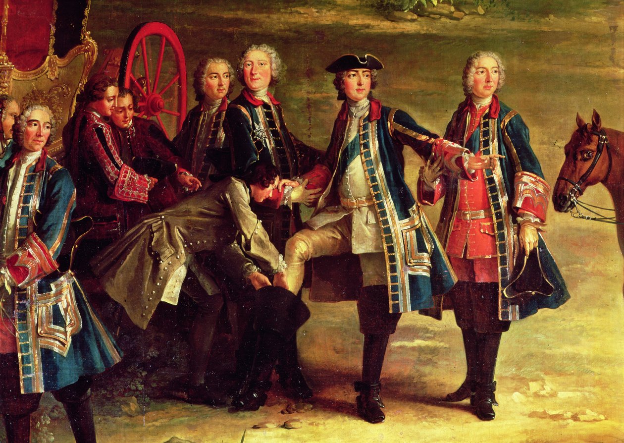 But królewski, detal ze spotkania na polowaniu na Puits-du-Roi w Compiegne (detal z 191987) autorstwa Jean Baptiste Oudry