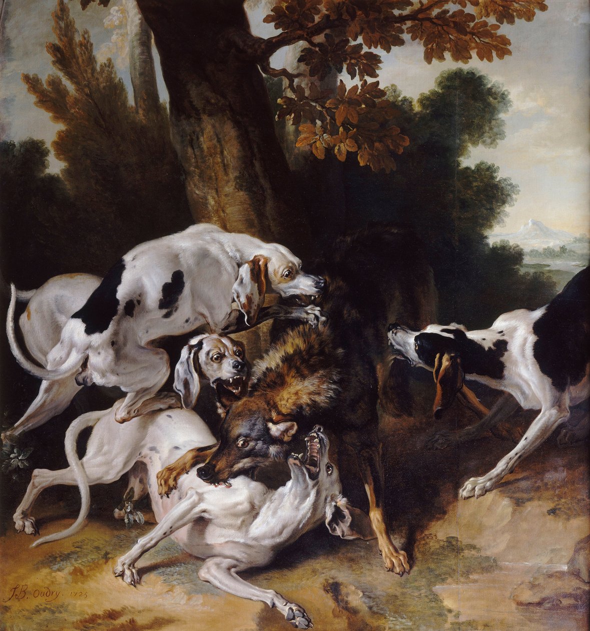 Polowanie na wilka, 1725 autorstwa Jean Baptiste Oudry