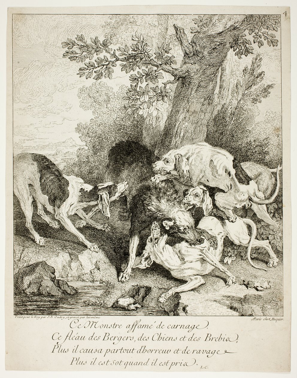 Wilk w zatoce autorstwa Jean Baptiste Oudry