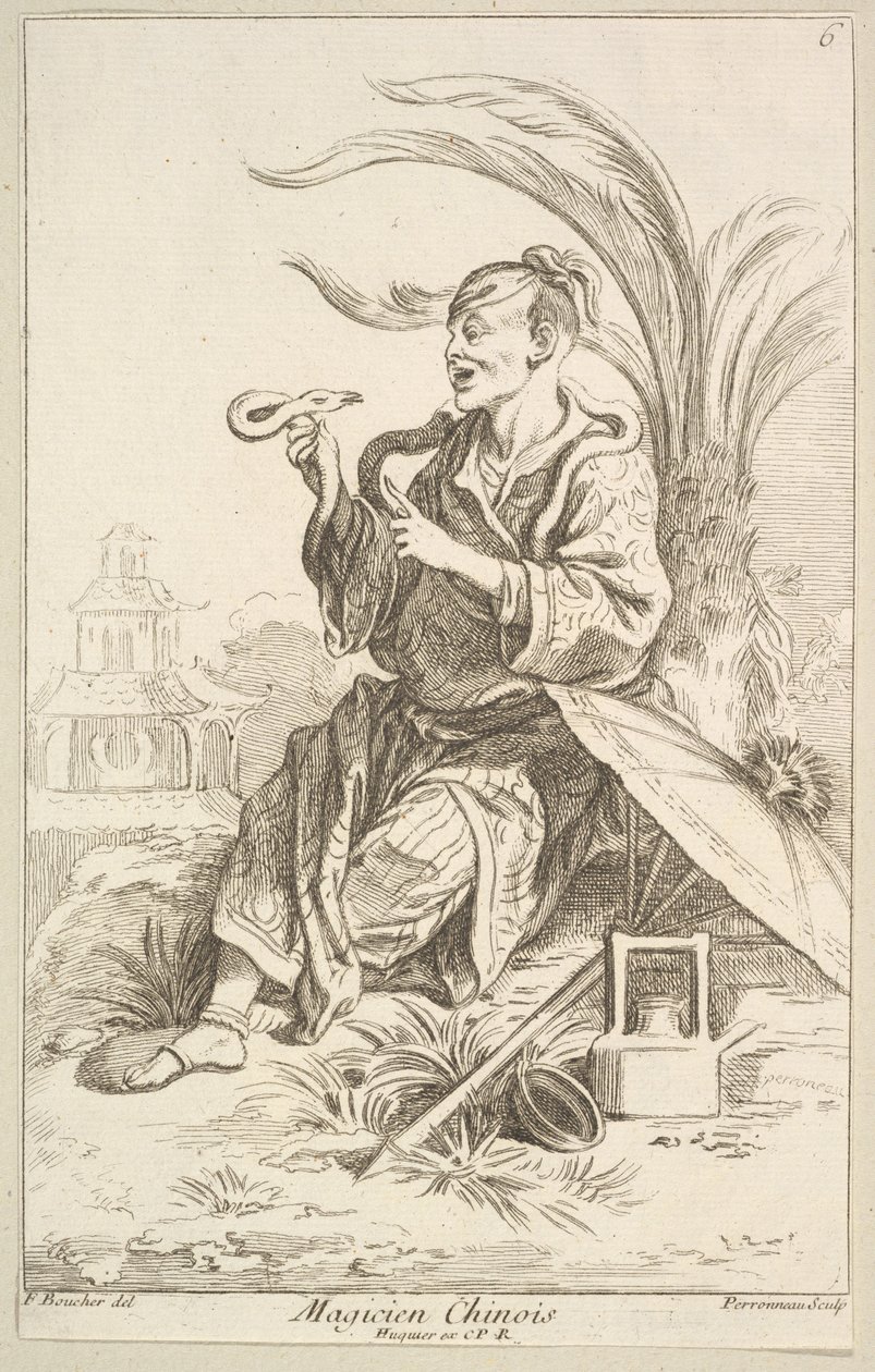 Chiński magik, 1738-45. autorstwa Jean Baptiste Perronneau