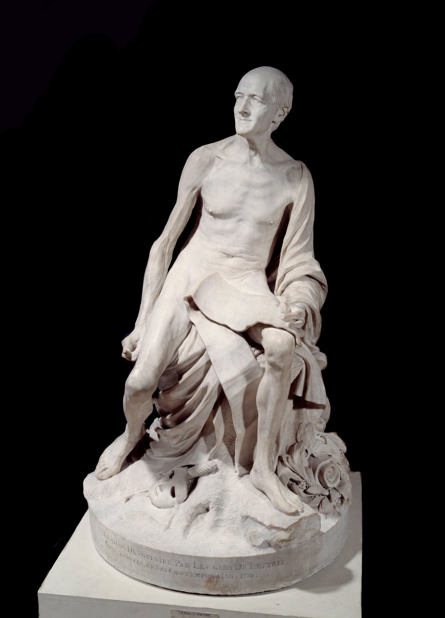 Francois-Marie Arouet dit Voltaire nu (1694-1778) Marmurowa rzeźba Jean-Baptiste Pigalle (1714-1785) 1776 Nd. 1,5m Paryż, Luwr autorstwa Jean Baptiste Pigalle
