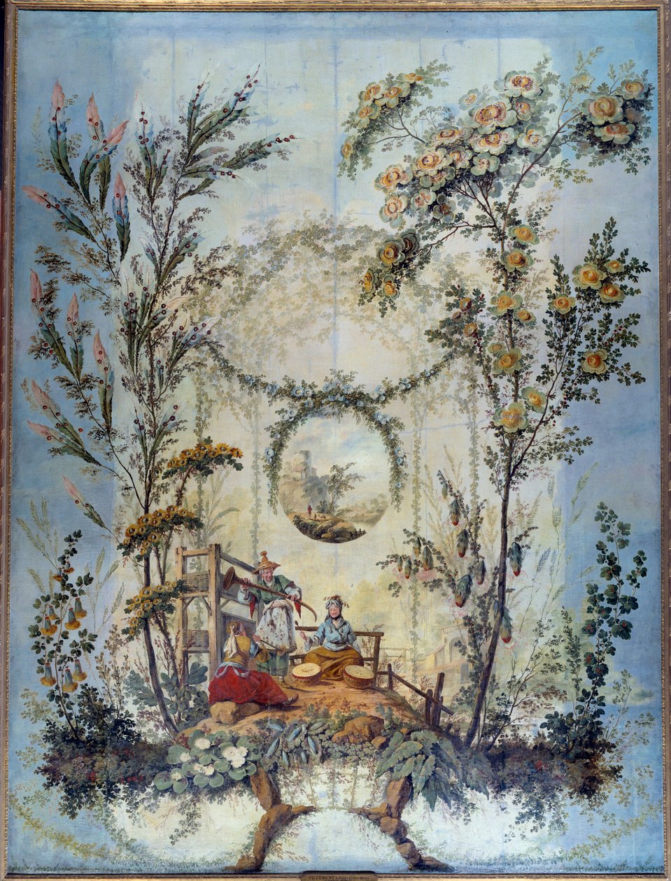 Chinoiserie: Dekoracyjny panel przedstawiający chińską scenę, wyreżyserowany przez Jeana Pillementa (1728-1808) autorstwa Jean Baptiste Pillement